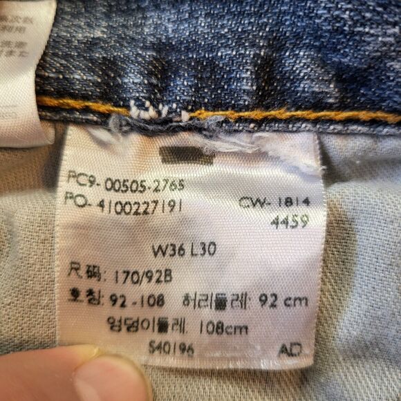 Levi's 505 Jeans 35x29 Regular Fit Straight Distressed Destroyed Paint Splatter - Picture 5 of 13